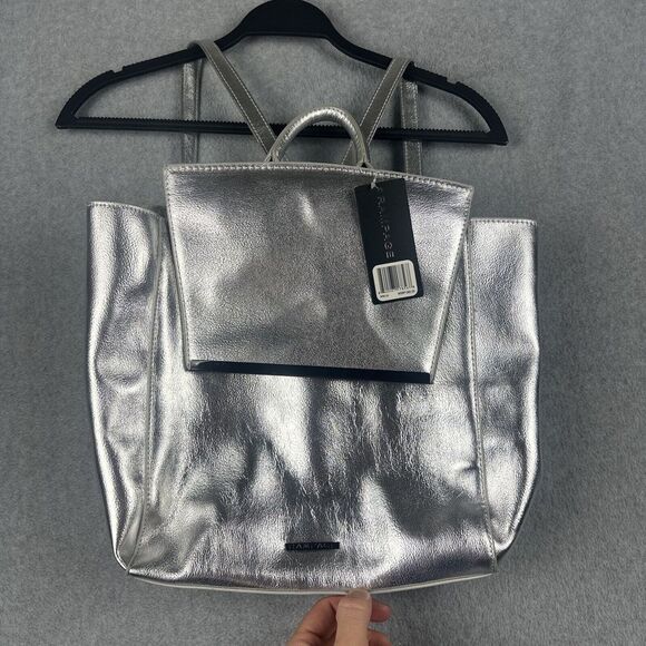 Rampage‎ Backpack Purse Womens Silver Shimmer Straps Adjustable Magnetic NWT $98 - Picture 1 of 11
